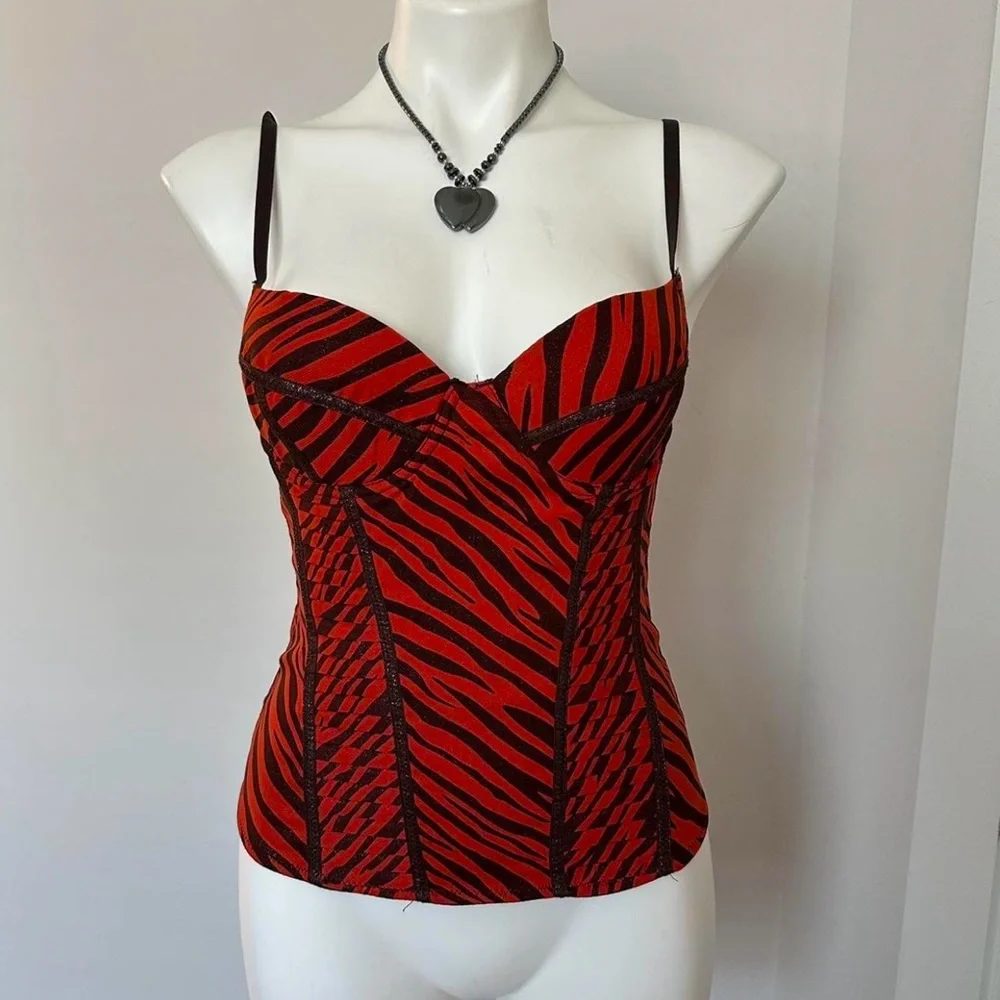 Red and Black Zebra Print Women's Top - Picture 1 of 6